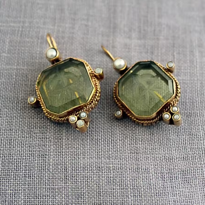 Elisa | Handgefertigte Vintage-Ohrringe mit edler Perle und Stein
