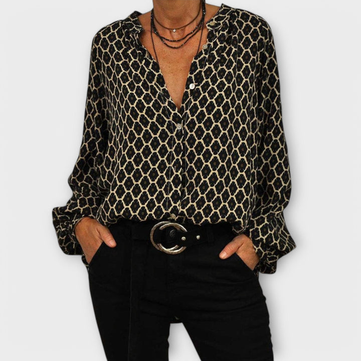 Zara - Stylische Bluse Mit V Ausschnitt Und Langen Ärmeln
